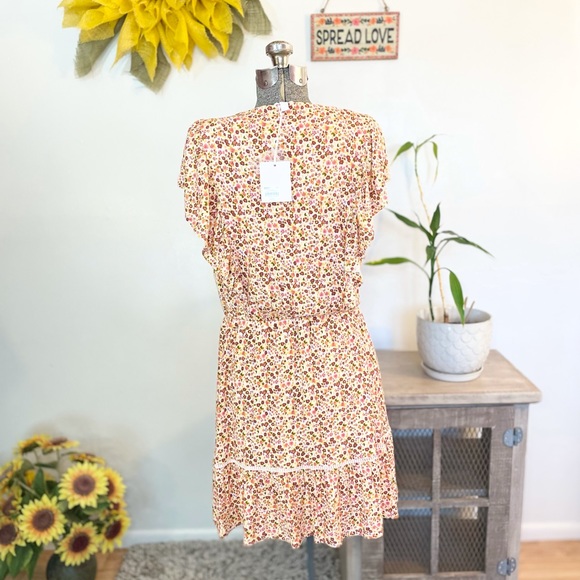 NWT L & XL LC Lauren Conrad floral print Bohemian pink orange flowy sundress - Picture 6 of 9